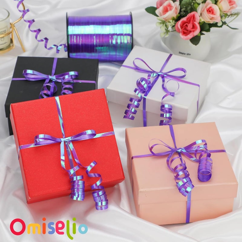 OMISELIO Purple Ribbon - 500 Yard Iridescent Purple Curling Ribbon for Gift Wrapping, Mermaid Party - Image 2